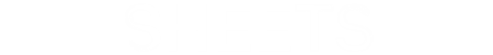 SHEETS logo in white text on black background.
